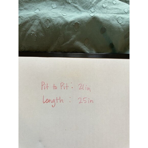 Indigo Thread Sz Large Woven Mineral Washed 3/4 Sleeve Crochet V-Neck Top NWOT - Picture 7 of 7